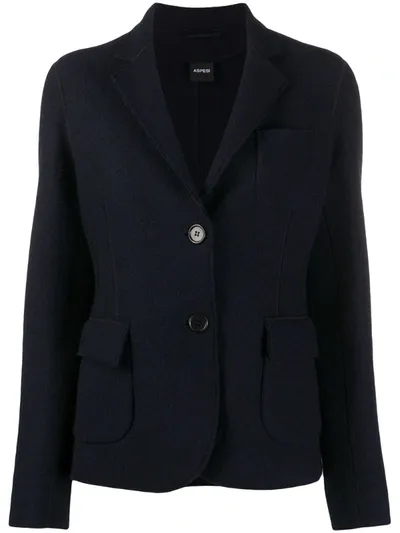 Aspesi Exposed-seam Wool Blazer In Blue