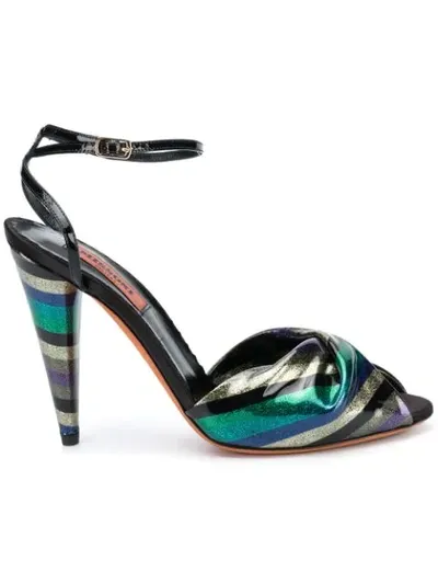 Missoni Color-block Ankle Sandals In Black