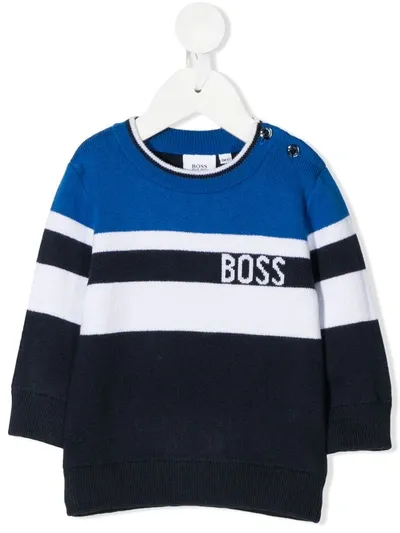 Hugo Boss Babies' Stripe Knit Jumper In Black