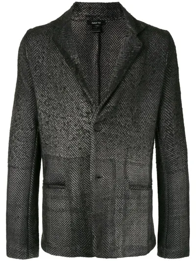 Avant Toi Chevron Pattern Blazer In Black