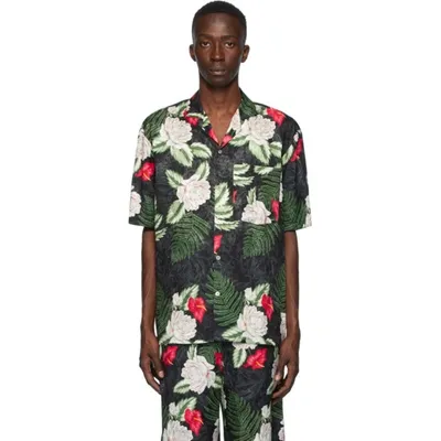 Gucci Foliage-print Poplin Bowling Shirt In Black