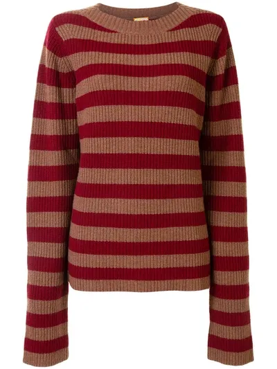 Lhd Horizontal Stripe Knit Jumper In Red