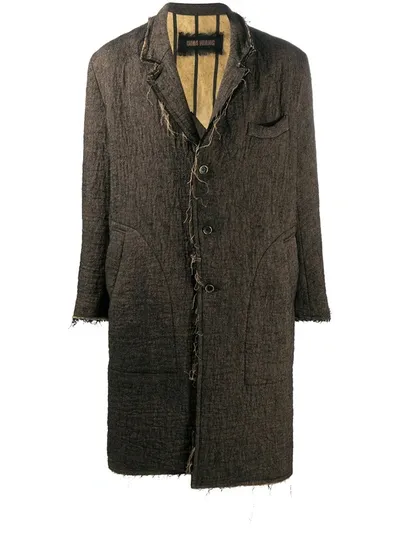 Uma Wang Front Button Raw-edge Coat In Brown