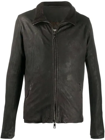 Giorgio Brato Slim Fit Leather Jacket In Brown