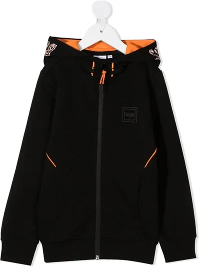 Hugo Boss Kids' Hooded Zip Jacket In Black