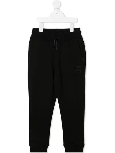 Hugo Boss Kids' Logo Print Cotton Tracksuit Bottoms In Black