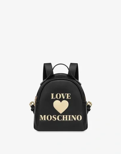 Love Moschino Padded Heart Small Backpack In Black