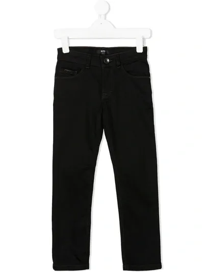 Hugo Boss Kids' Mid-rise Straight Leg Jeans In Black