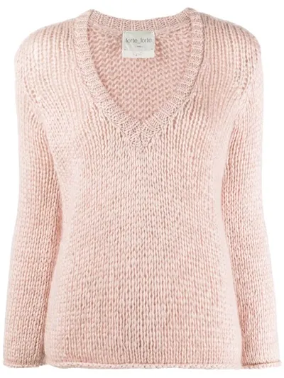 Forte Forte Chunky V-neck Sweater In Pink