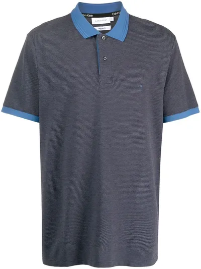 Calvin Klein Contrast-collar Polo Shirt In Blue