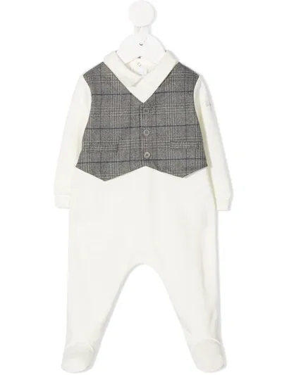 Il Gufo Waistcoat-effect Babygrown In White