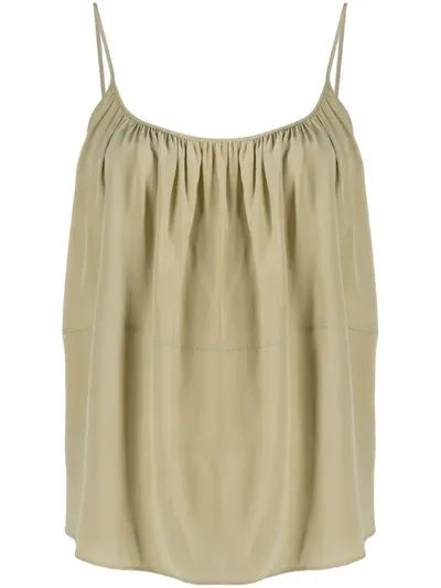 Chloé Pleated Silk Camisole In Green