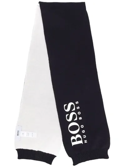 Hugo Boss Babies' Bi-colour Logo Scarf In Grey