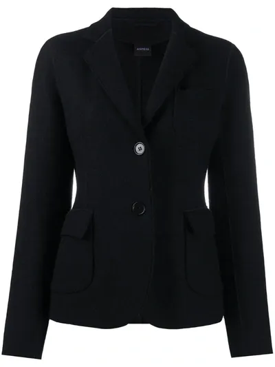 Aspesi Single-breasted Wool Blazer In Black