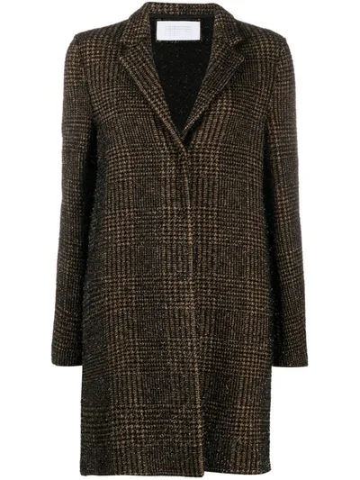 Harris Wharf London Plaid Pattern Coat In Black