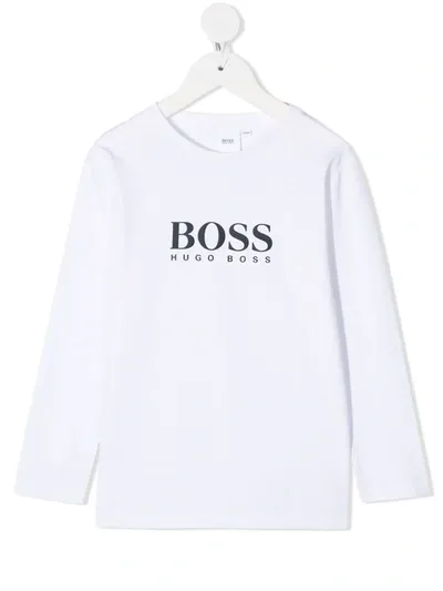 Hugo Boss Kids' Logo-print T-shirt In White