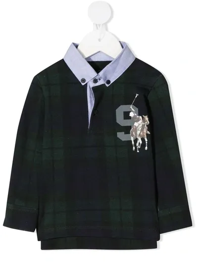 Lapin House Babies' Tartan Polo Shirt In Blue