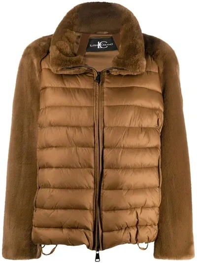 Luisa Cerano Contrast Padded Jacket In Brown