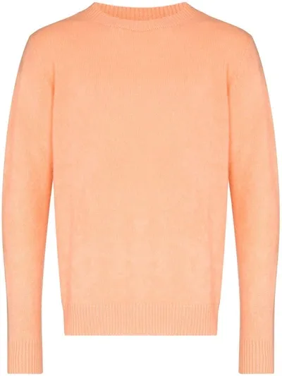 The Elder Statesman Crew Neck Cashmere Sweater In Orange