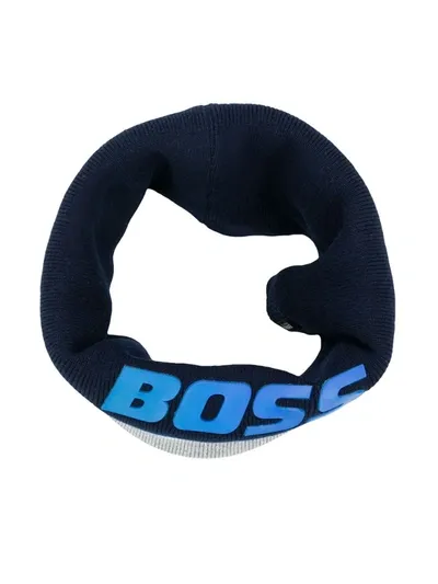 Hugo Boss Kids' Logo Print Round Scarf In Blue