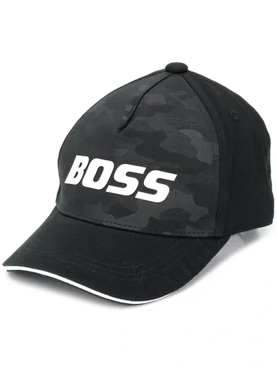 Hugo Boss Kids' Camouflage-trim Ball Cap In Black