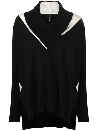 Pierantoniogaspari Oversized V-neck Jumper In Black