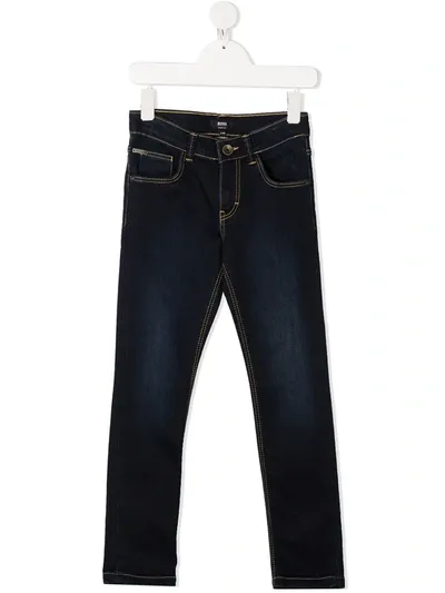 Hugo Boss Kids' Dark Wash Slim Fit Jeans In Blue