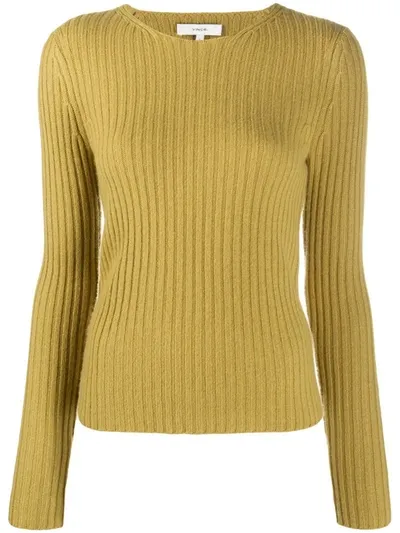 Vince Ribbed Knit Jumper In Yellow