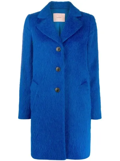 Twinset Single-breasted Midi Coat In Blue