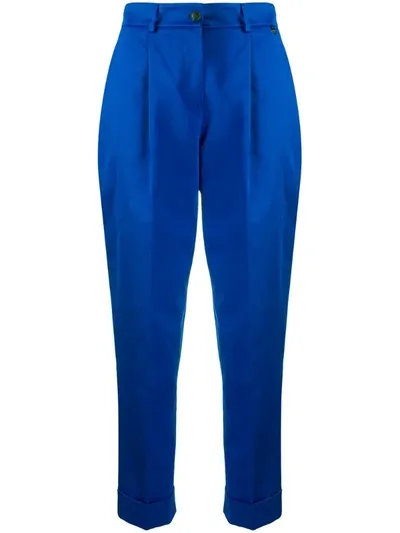 Twinset High-waisted Cropped Trousers In Blue