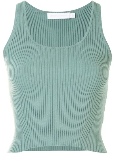 Jonathan Simkhai Rib-knit Cropped Tank Top In Green