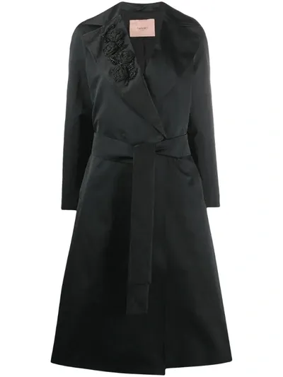 Twinset Double-breasted Midi Coat In Black