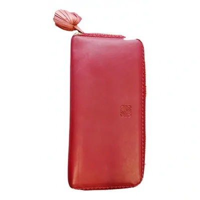 Pre-owned Loewe Leather Wallet In Burgundy