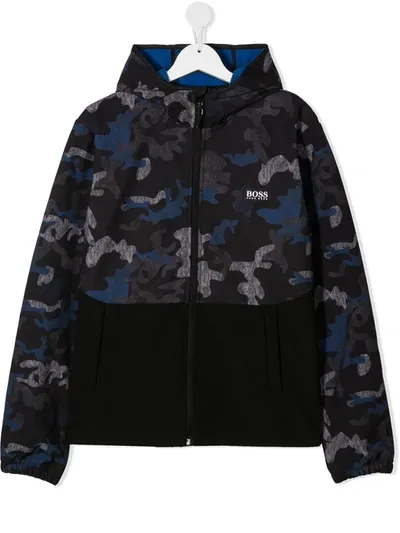 Hugo Boss Teen Camouflage-print Jacket In Black