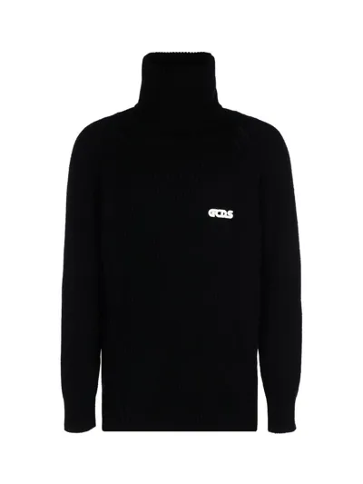 Gcds Ribbed-knit Roll Neck Jumper In Black