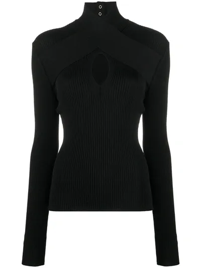 Msgm High Neck Knitted Top In Black