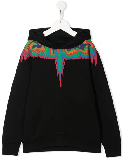 Marcelo Burlon County Of Milan Psychedelic Wings Cotton Hoodie In Black,green,purple