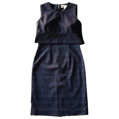 Pre-owned Hugo Boss Wool Mid-length Dress In Blue