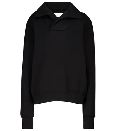 Les Tien Brushed Cotton Fleece Yacht Sweatshirt In Schwarz