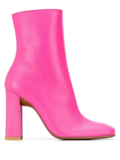 By Far Elliot Leather Ankle Boot In Pink