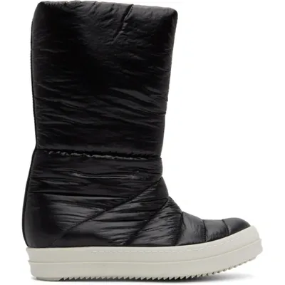 Rick Owens Drkshdw Black Puffer Boots In 91 Blk/wh