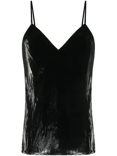 Mes Demoiselles Velvet-effect Slip Top In Black