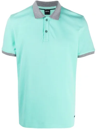 Hugo Boss Two-tone Polo Shirt In Green