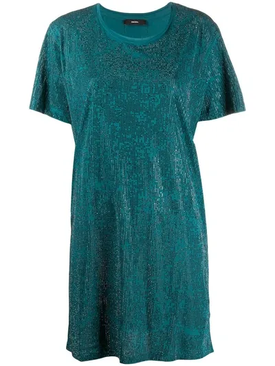 Diesel Crystal-embellished T-shirt Dress In Green