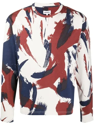 Kenzo Paint Print Cotton Sweatshirt In Red