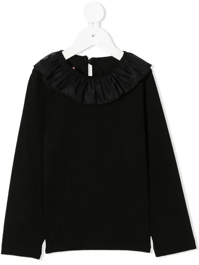 Wauw Capow Kids' Amina Ruffle-trimmed T-shirt In Black