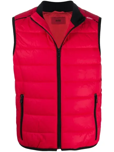 Hugo Boss Puffer Gilet In Red