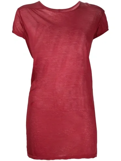 Rick Owens Long-line Style T-shirt In Red