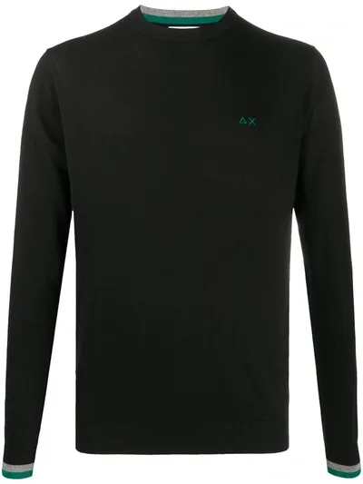 Sun 68 Logo Embroidered Fitted Jumper In Black