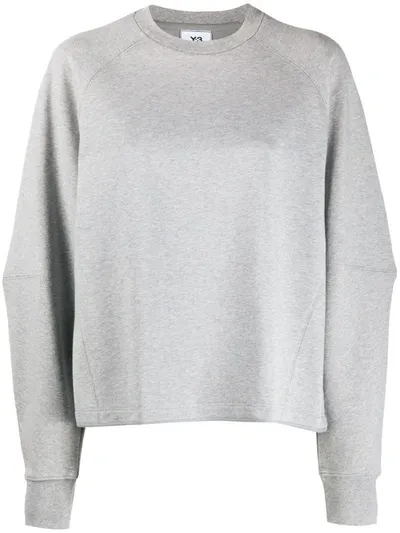 Y-3 Plain Crew Neck Sweatshirt In Grey